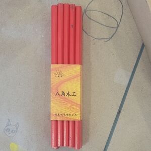 10PCSPack Octagonal Hard Red Carpenter Pencil Set, 175mm Wooden Writing